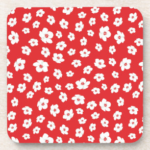 Posavasos Festividades Navidades Rojo Blanco Hibiscus Flor