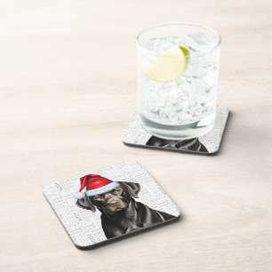 Posavasos Festividades y amables Navidades del Black Lab Woo