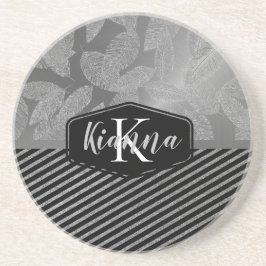 Posavasos Feteres plateados con rayas plateadas Monograma