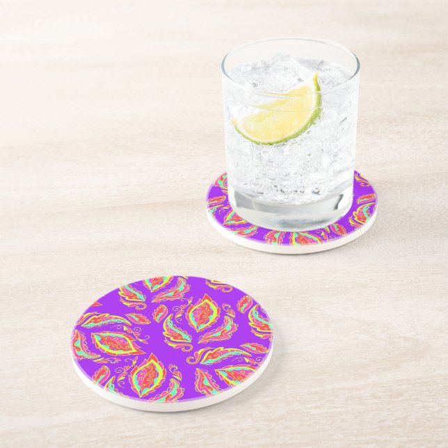 Posavasos fichezazzle Neon Paisley (Lado)
