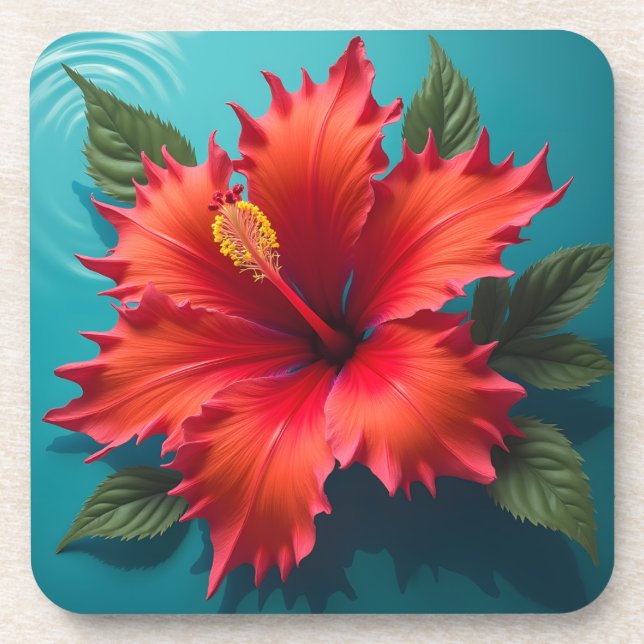 Posavasos Fiery Red Hibiscus (Frente)