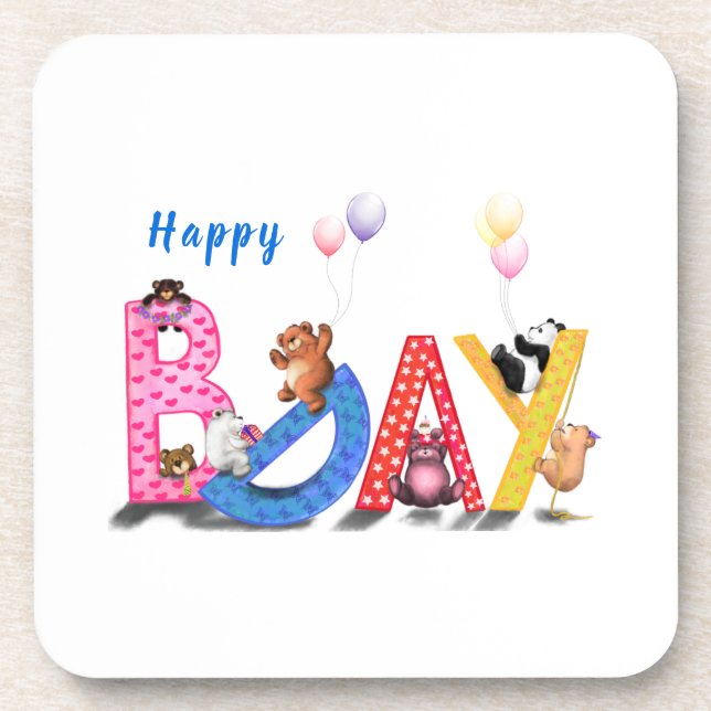 Posavasos Fiesta de Bears Bears Bears Happy Birday Beáis Coa (Frente)