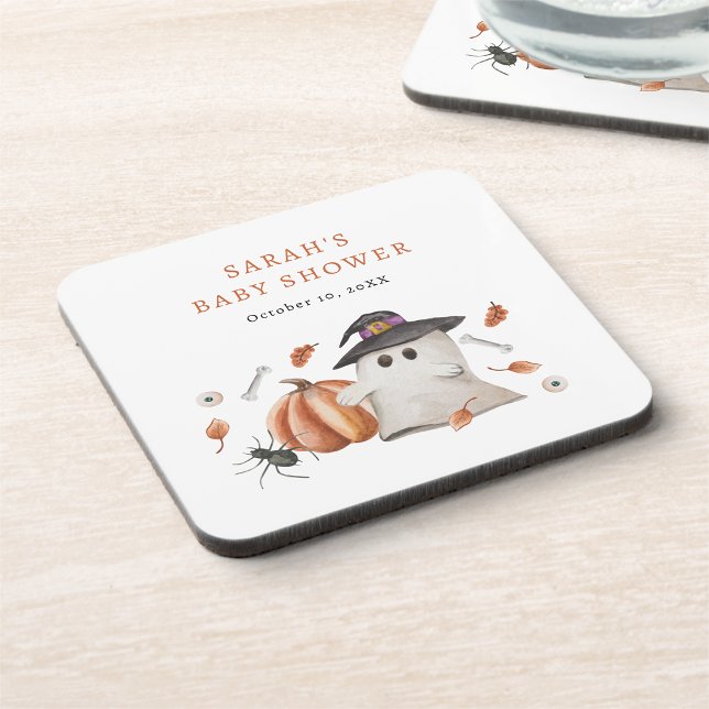 Posavasos Fiesta de Bebé con Tema de Halloween (Halloween Baby Shower Beverage Coaster
)