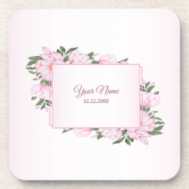 Posavasos Fiesta de boda elegante hojas verdes florales rosa