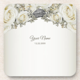 Posavasos Fiesta de Boda Floral Blanco Verde Beige Moderno