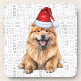 Posavasos Fiesta de Chow Chow Santa Dog con temática inverna