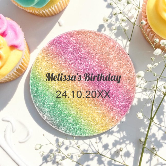 Posavasos Fiesta de Cumpleaños con Brillo Rosa Amarillo (Subido por el creador)