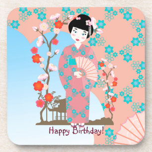 Posavasos Fiesta de cumpleaños de Geisha chica