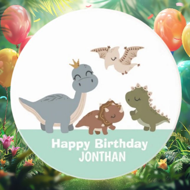 Posavasos Fiesta de cumpleaños de los dinosaurios del Boho V (Celebrate your little one's birthday with our enchanting Green Boho Dinosaur Coaster! )