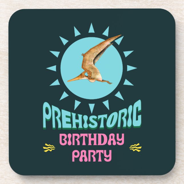 Posavasos Fiesta de Cumpleaños Prehistórico Pterodáctilo Din (Frente)