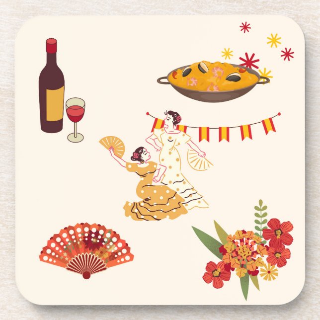 Posavasos Fiesta de estilo español (Frente)