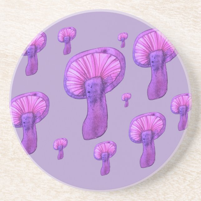 Posavasos Fiesta de hongos morados (Frente)