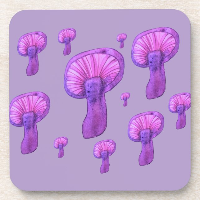 Posavasos Fiesta de hongos morados (Frente)