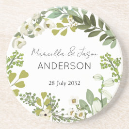 Posavasos Fiesta de la Boda Wreath del Foliage de los Jardín