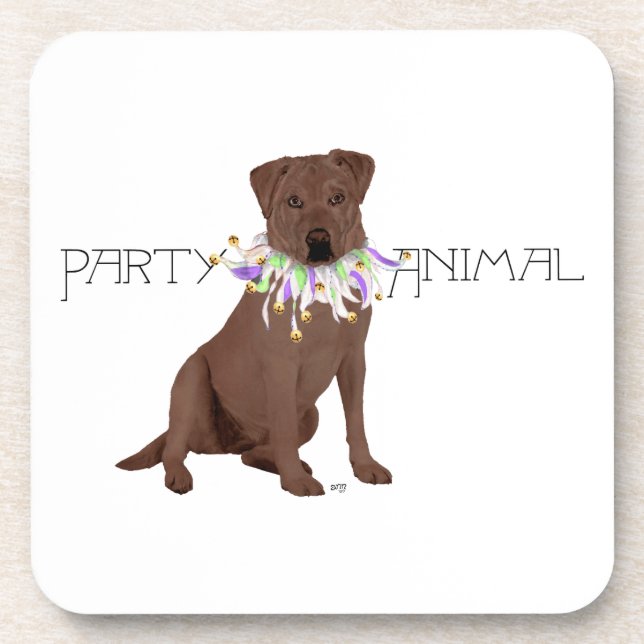 Posavasos Fiesta de Labrador Retriever de Chocolate (Frente)