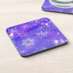 Posavasos Fiesta de Navidades de Estrellas de Snowflake Purp