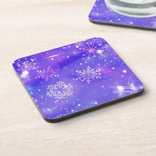 Posavasos Fiesta de Navidades de Estrellas de Snowflake Purp (Lado Izquierdo)