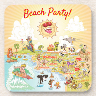 Posavasos Fiesta de playa California Plastic Coaster