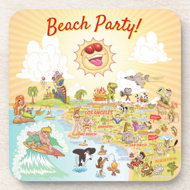 Posavasos Fiesta de playa California Plastic Coaster (Frente)