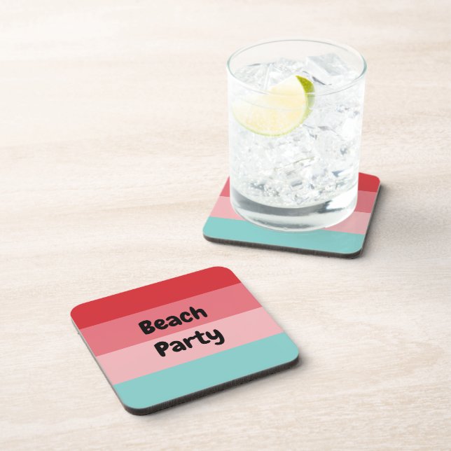Posavasos Fiesta de playa horizontal a rayas de Guay (Lado Derecho)
