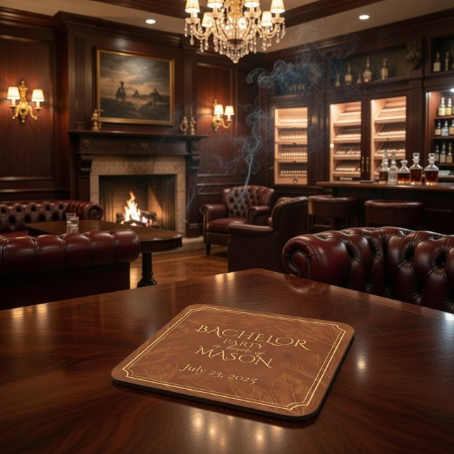 Posavasos Fiesta de Soltero con Tema de Bar de Puros (Subido por el creador)