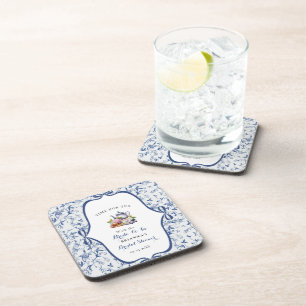 Posavasos Fiesta de té Blue Toile de jouy para despedida de 
