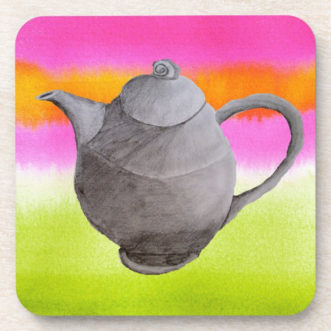 Posavasos Fiesta de té del arco iris de Teapot (Frente)