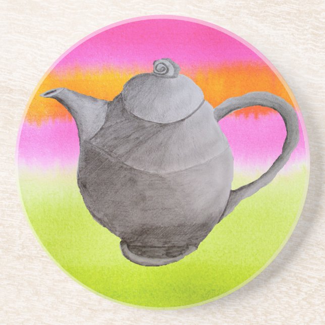 Posavasos Fiesta de té del arco iris de Teapot (Frente)