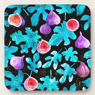 Posavasos Figuetes acuarelas modernos Frutos en negro