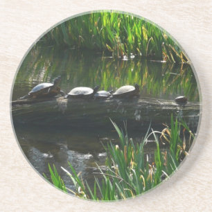 Posavasos Fila de la naturaleza verde de las tortugas