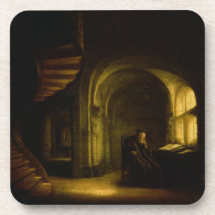 Posavasos Filósofo con un libro abierto, 1625-7 (aceite en
