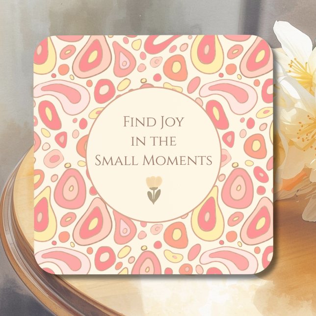 Posavasos Find Joy in the Small Moments Coaster Set  (Find Joy in the Small Moments Coaster Set | Inspirational Abstract Home Decor)