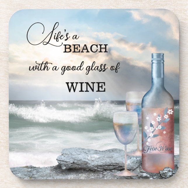 Posavasos Fine Art Beach and Wine Coaster (Frente)
