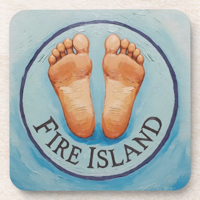 Posavasos Fire Island barefoot & fancy free! Funny host gift (Frente)
