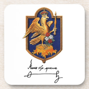 Posavasos Firma y escudo de armas de Ana Bolena