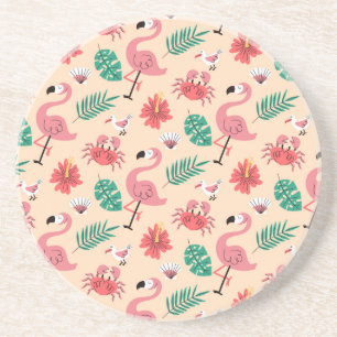 Posavasos Flamenco Rosa Patrón Tropical de Verano