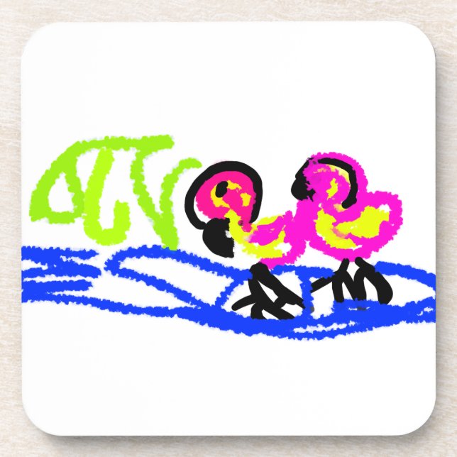 Posavasos Flamencos rosas boda diversión de verano (Frente)