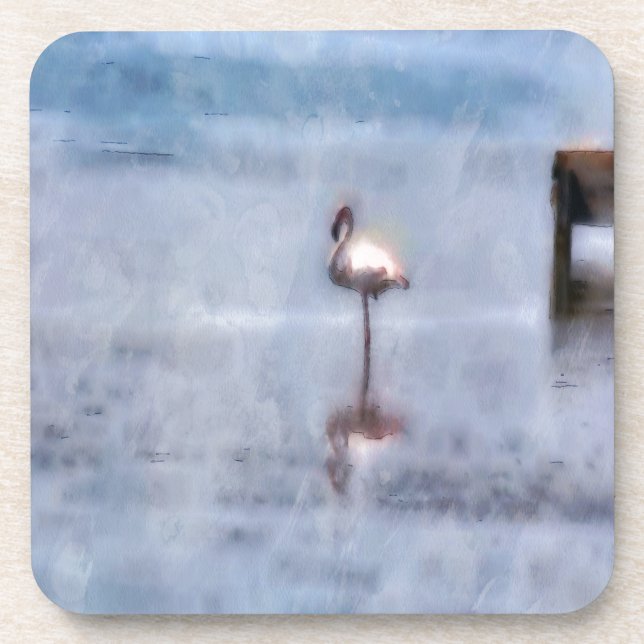 Posavasos Flamingo acuarela (Frente)