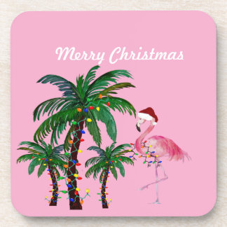 Posavasos Flamingo and palm tree Christmas Pillow