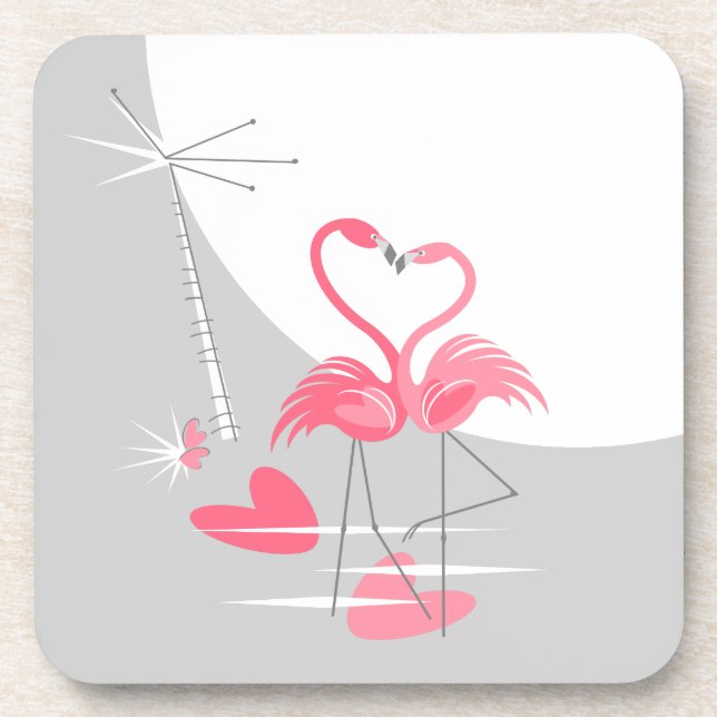 Posavasos Flamingo Love Large Moon coaster corteza back (Frente)
