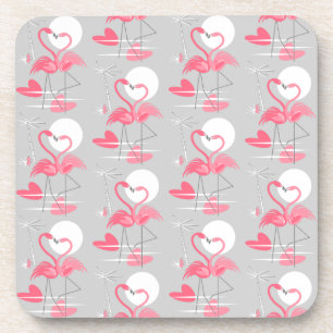 Posavasos Flamingo Love Tiled coaster cork back