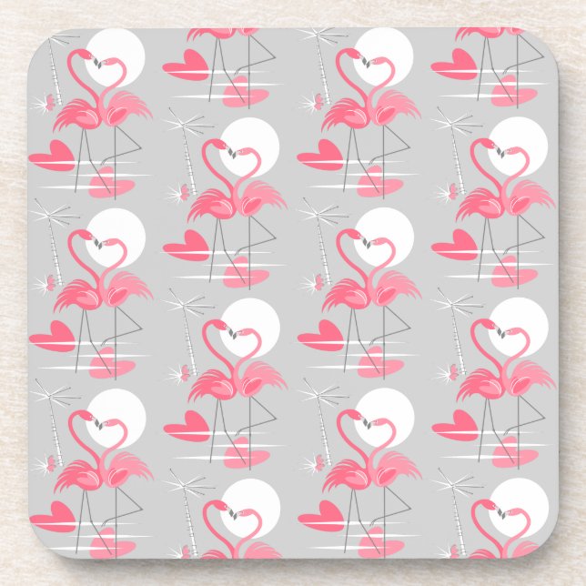Posavasos Flamingo Love Tiled coaster cork back (Frente)