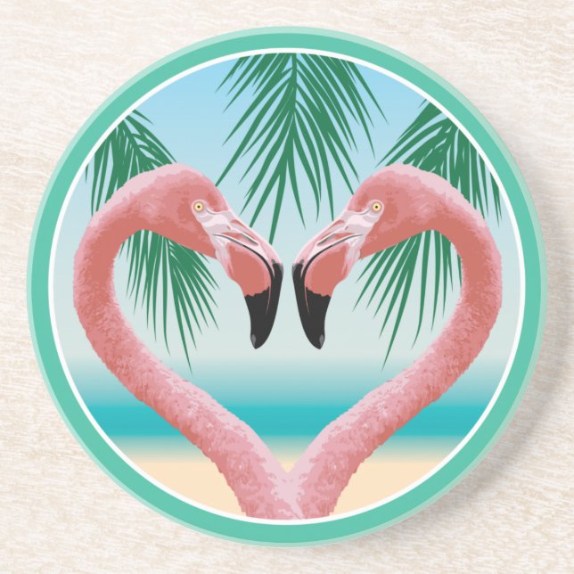 Posavasos Flamingo Love (Valentine tropical) (Frente)