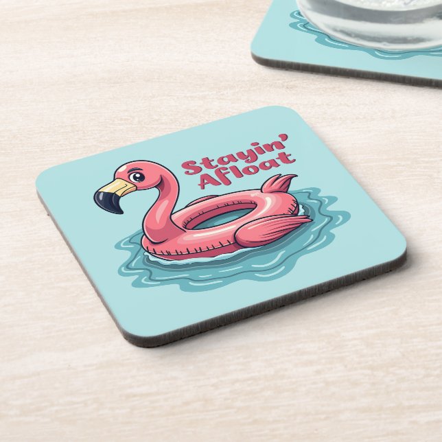 Posavasos Flamingo Retro Float Funny Summer (Lado Izquierdo)
