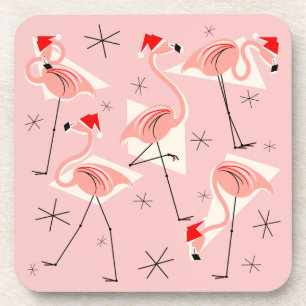 Posavasos Flamingo Santas Copos rosados de plástico