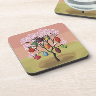 Posavasos Flauta de cerezo con lámparas orientales de papel
