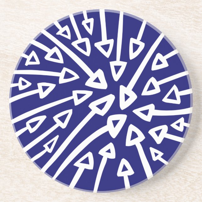 Posavasos Flechas - Blanco en la marina profunda (Frente)