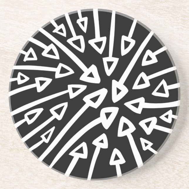 Posavasos Flechas - Blanco sobre negro (Frente)