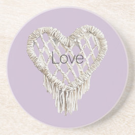 Posavasos Fleco de Corazón Blanco Lavanda