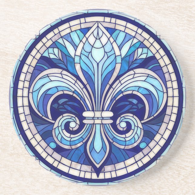 Posavasos Fleur-de-lis - Arte de mosaico de vidrio manchado (Frente)